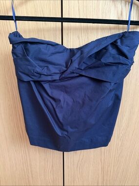 J. Crew 100% Cotton Lined Navy Strapless Twist-Front Camisole